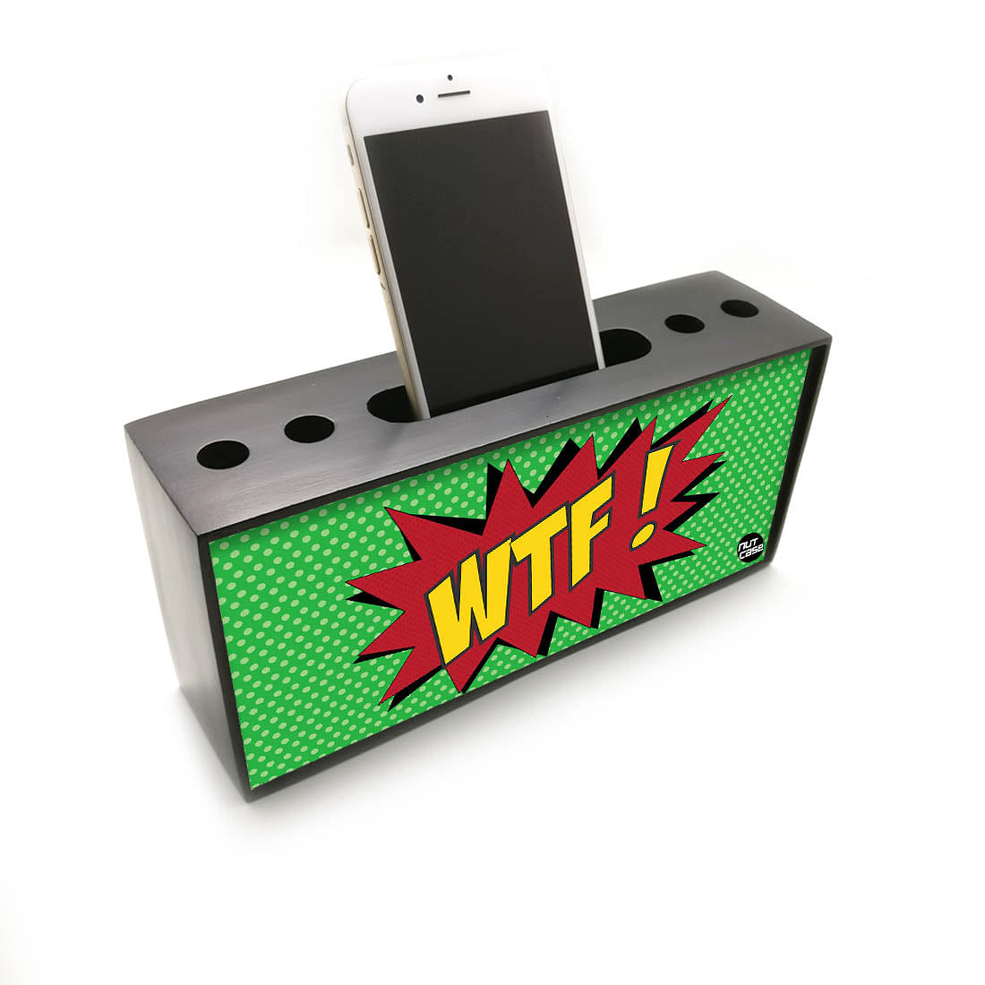 Pen Mobile Stand Holder Desk Organizer - Comic Style WTF Nutcase