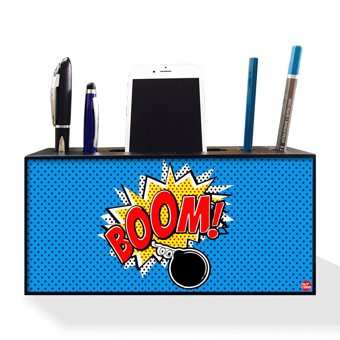 Pen Mobile Stand Holder Desk Organizer - Comic Style BOOM Nutcase