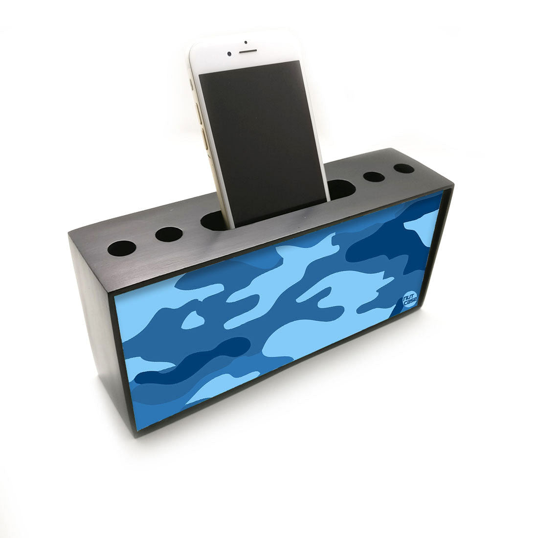 Pen Mobile Stand Holder Desk Organizer - Navy Blue Army Camouflage Nutcase