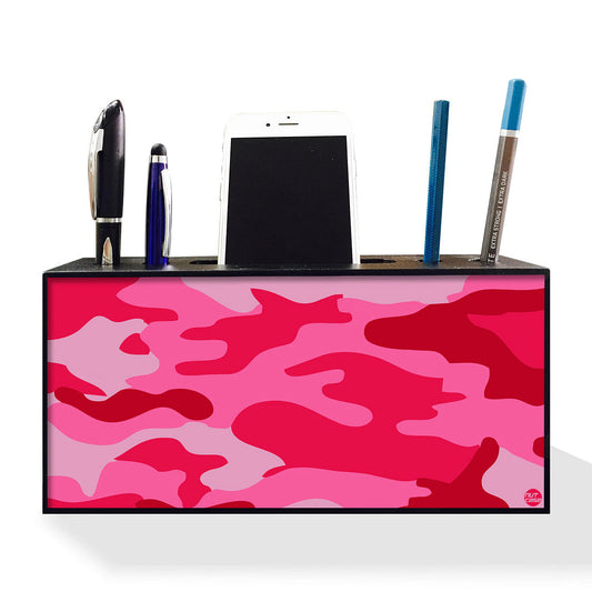 Pen Mobile Stand Holder Desk Organizer - Pink  Army Camouflage Nutcase