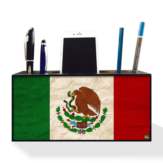 Pen Mobile Stand Holder Desk Organizer - Mexico   Vintage Distressed Flag Nutcase