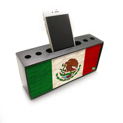 Pen Mobile Stand Holder Desk Organizer - Mexico   Vintage Distressed Flag Nutcase