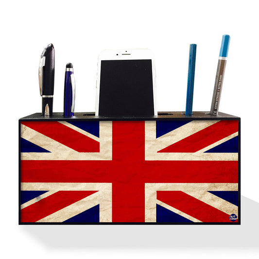Pen Mobile Stand Holder Desk Organizer - UK Union Jack Bristish Flag Nutcase