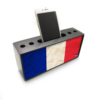 Pen Mobile Stand Holder Desk Organizer - French Vintage Distressed Flag Nutcase