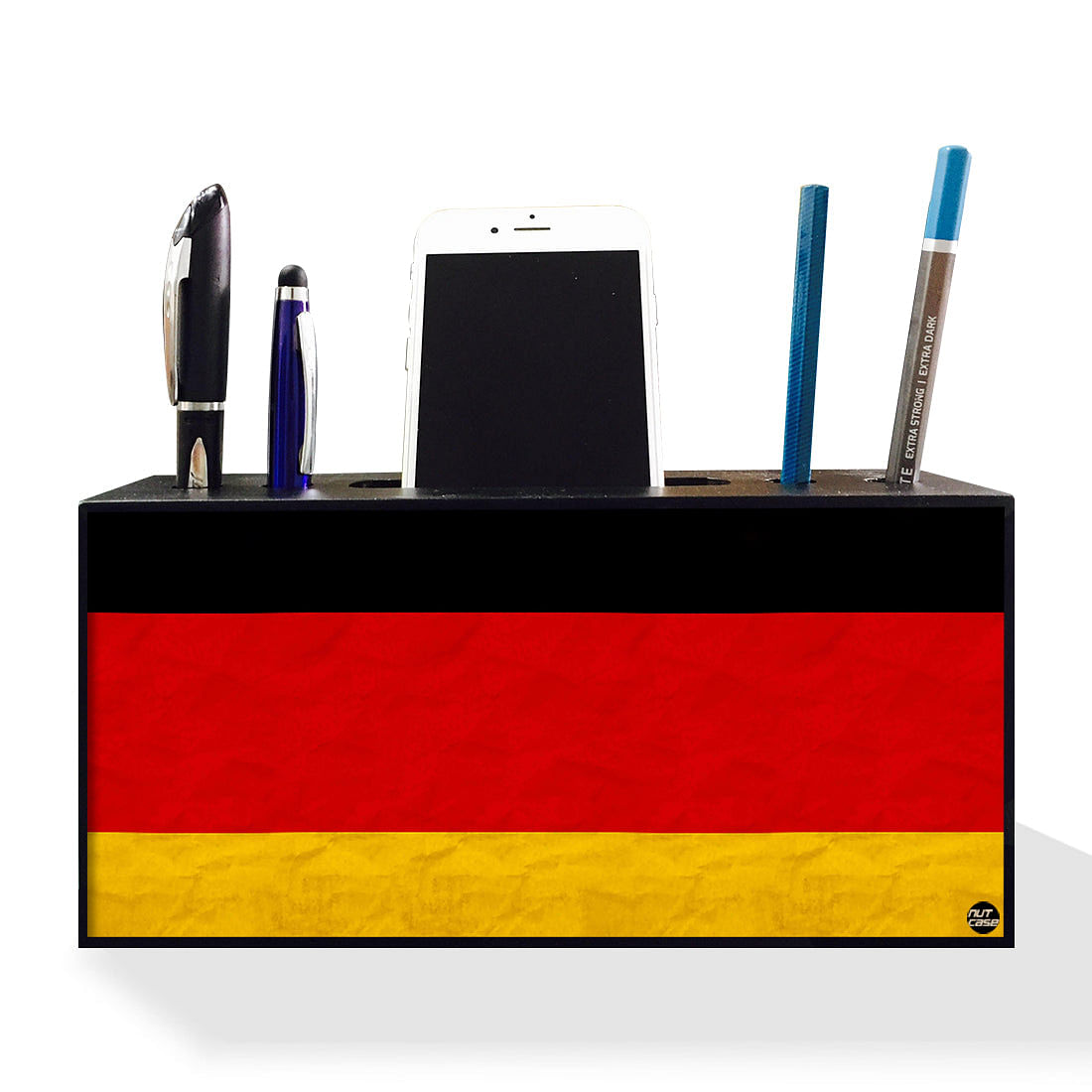 Pen Mobile Stand Holder Desk Organizer - Germany  Vintage Distressed Flag Nutcase