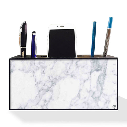 Pen Mobile Stand Holder Desk Organizer - Marble White Nutcase