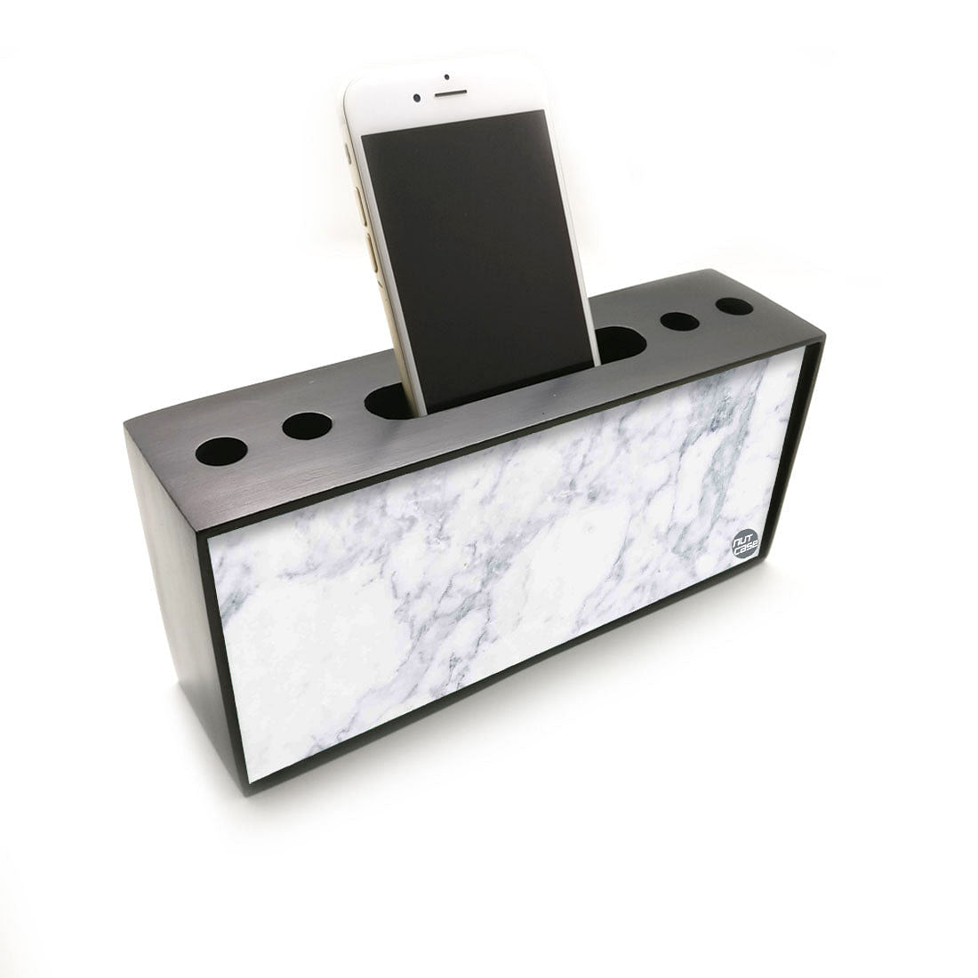 Pen Mobile Stand Holder Desk Organizer - Marble White Nutcase