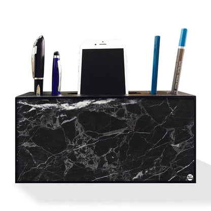 Pen Mobile Stand Holder Desk Organizer - Marble Black Nutcase