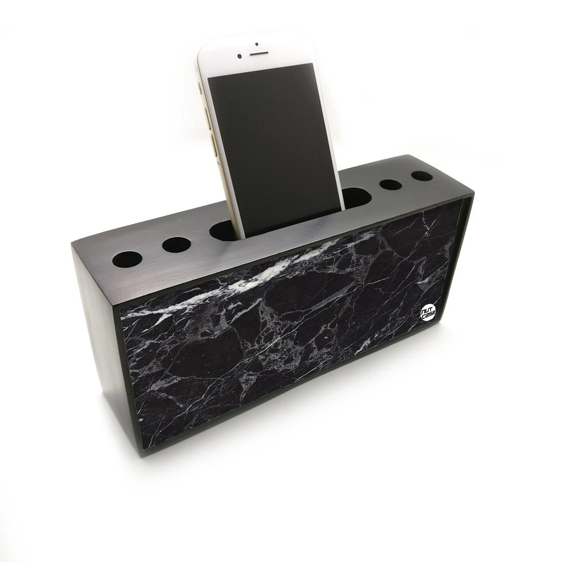 Pen Mobile Stand Holder Desk Organizer - Marble Black Nutcase