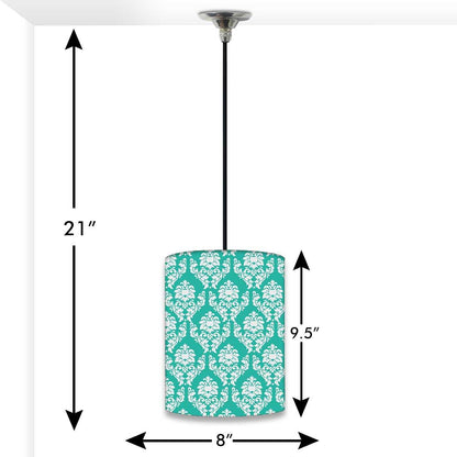 Ceiling Hanging Pendant Lamp Shade - Mint & White Damask Nutcase