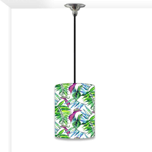 Ceiling Hanging Pendant Lamp Shade - Green and Purple Tropical Leaf Nutcase