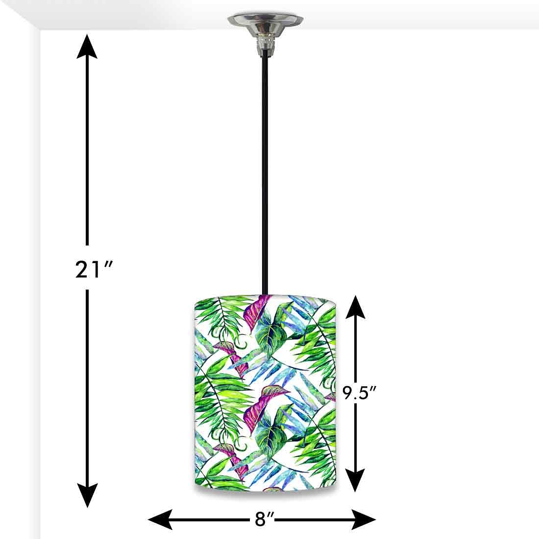 Ceiling Hanging Pendant Lamp Shade - Green and Purple Tropical Leaf Nutcase