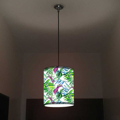 Ceiling Hanging Pendant Lamp Shade - Green and Purple Tropical Leaf Nutcase
