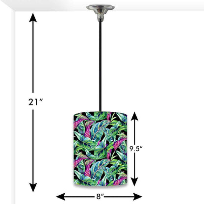 Ceiling Hanging Pendant Lamp Shade - Green Black Tropical Leaf Nutcase
