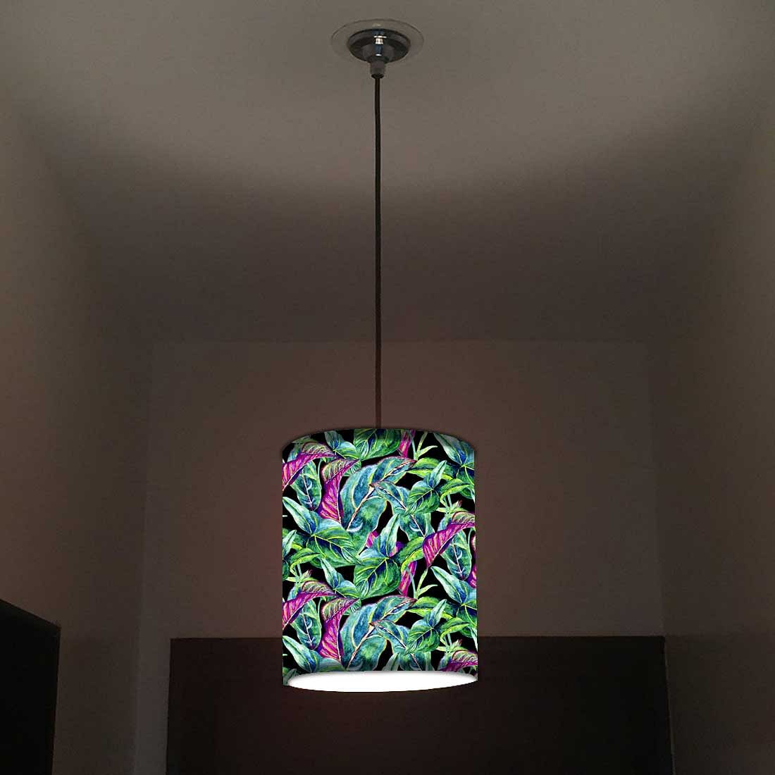 Ceiling Hanging Pendant Lamp Shade - Green Black Tropical Leaf Nutcase
