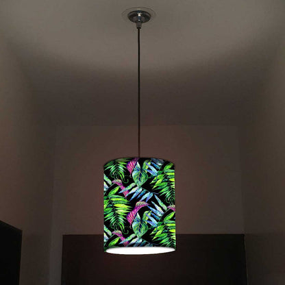 Ceiling Hanging Pendant Lamp Shade - Purple And Green Tropical Leaf Nutcase
