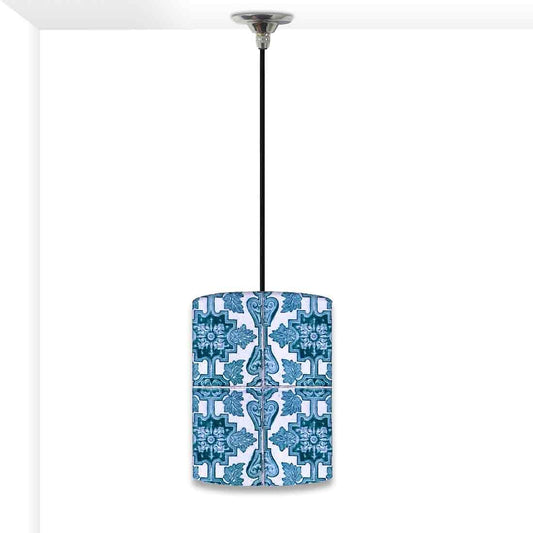 Ceiling Hanging Pendant Lamp Shade - Blue Tiles Pattern Nutcase