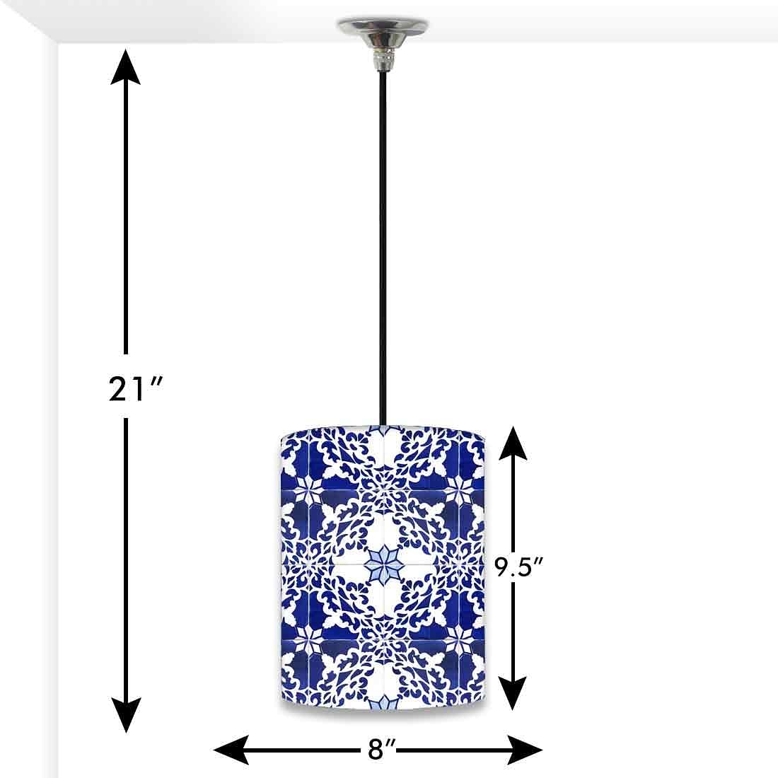 Ceiling Hanging Pendant Lamp Shade - Floral Azulejos Nutcase