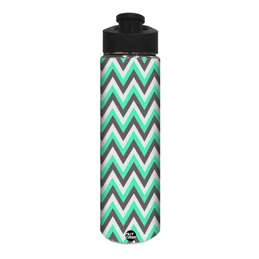 Designer Stainless Steel Sipper Bottle -  Green and White Strips Nutcase