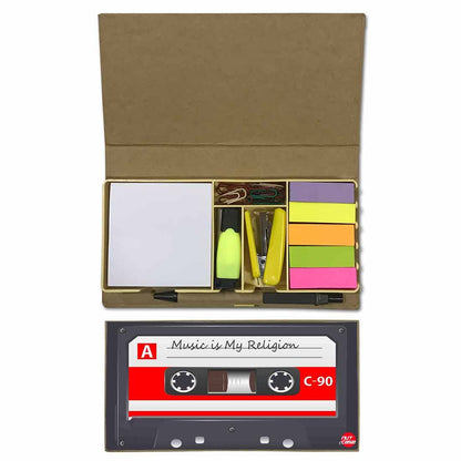 Stationery Kit Desk Organizer Memo Notepad - Music Is My Religion Nutcase