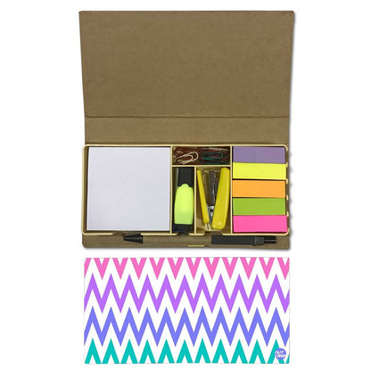 Stationery Kit Desk Organizer Memo Notepad - Multicolor Lines Nutcase