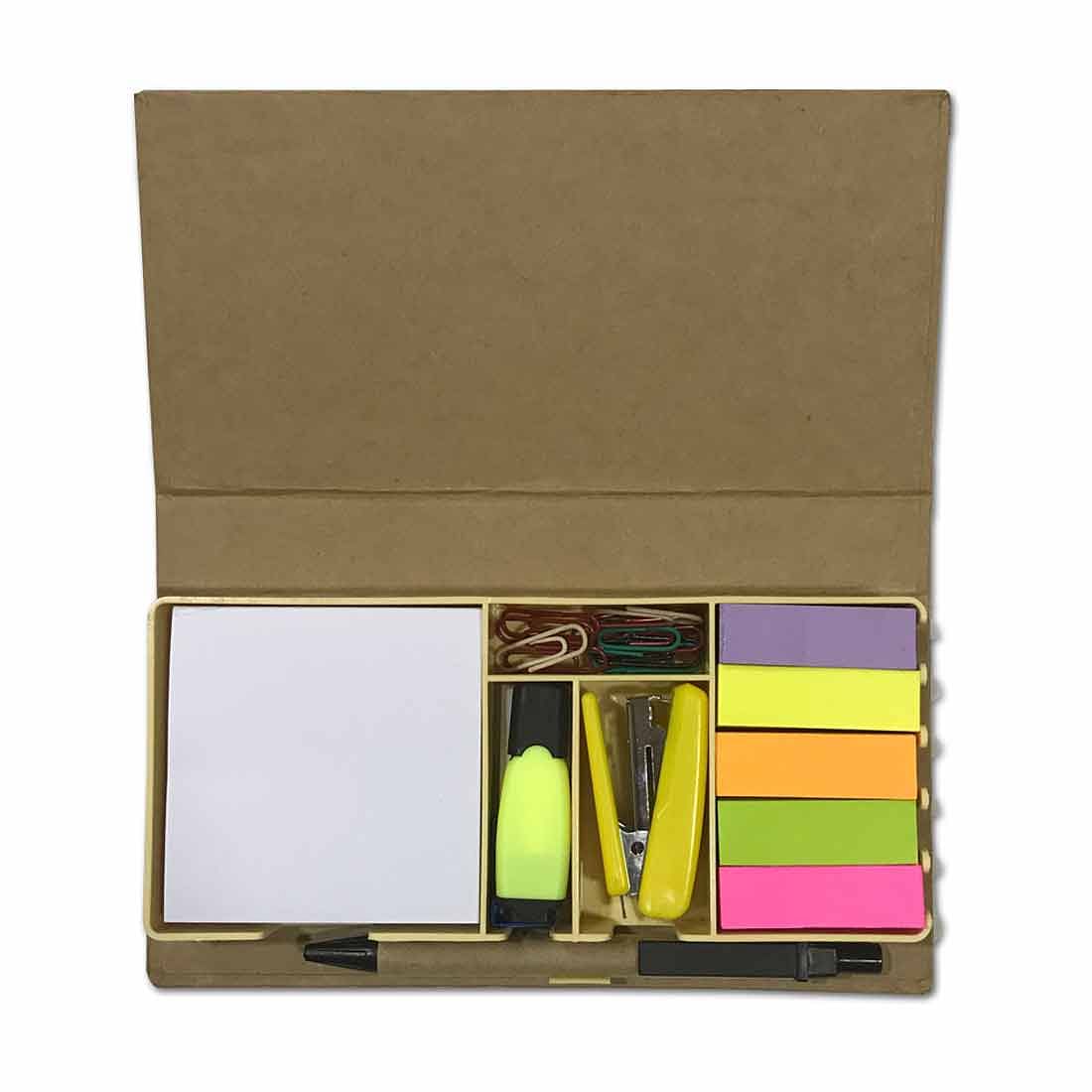 Stationery Kit Desk Organizer Memo Notepad - Multicolor Lines Nutcase