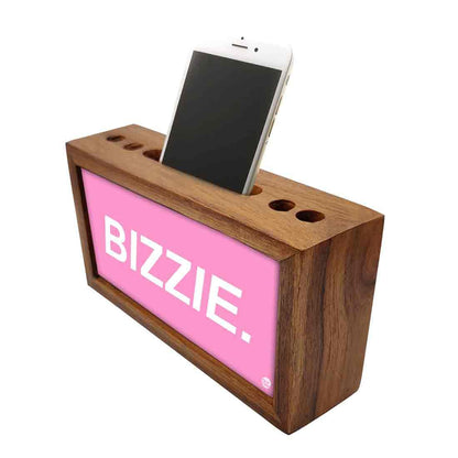 Wooden Table Organizer Pen Mobile Stand - Bizzie Nutcase