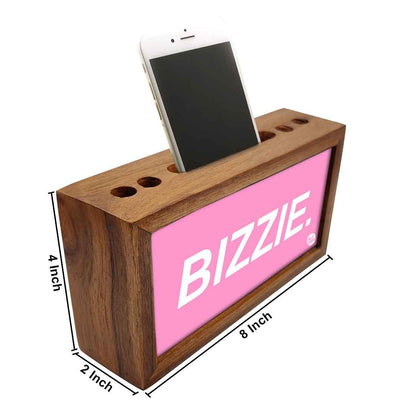 Wooden Table Organizer Pen Mobile Stand - Bizzie Nutcase