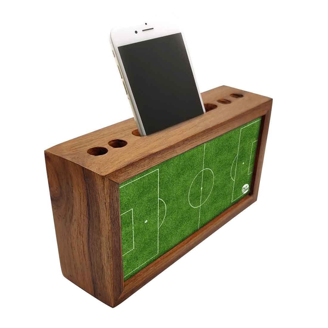 Pen Mobile Stand Holder Desk Organizer - Football Field Nutcase