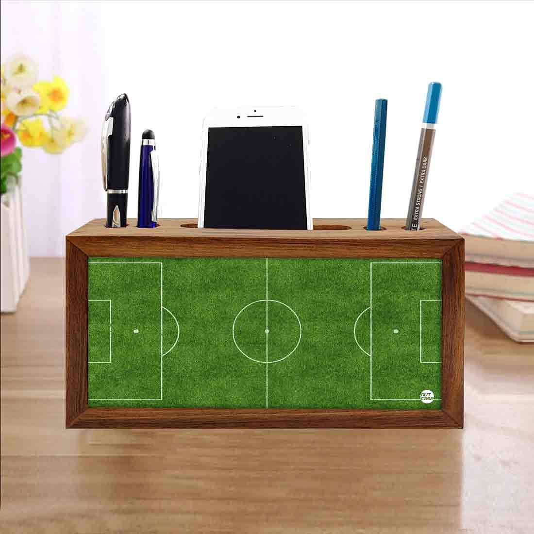 Pen Mobile Stand Holder Desk Organizer - Football Field Nutcase