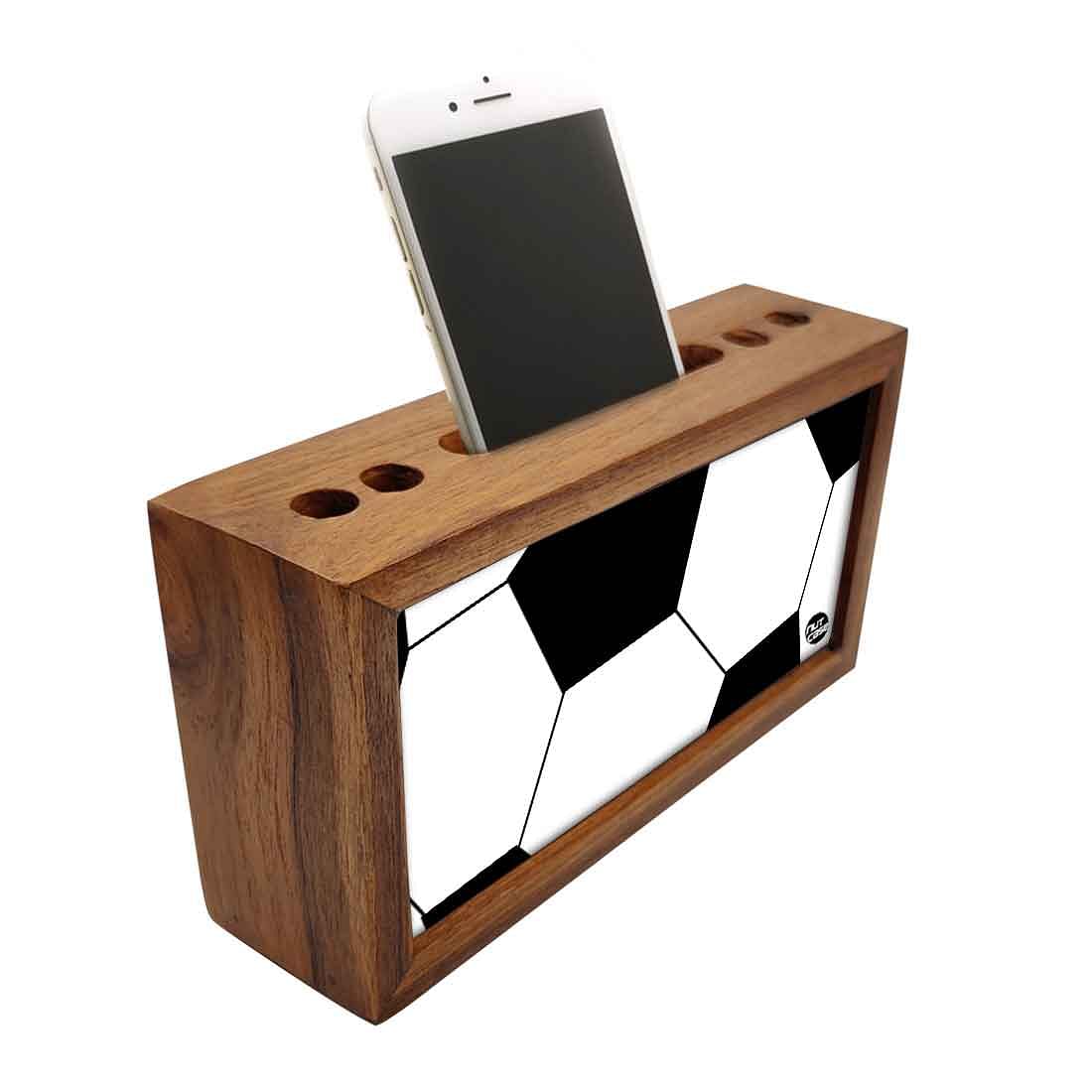 Wood desk accessories Pen Mobile Stand - Football Nutcase