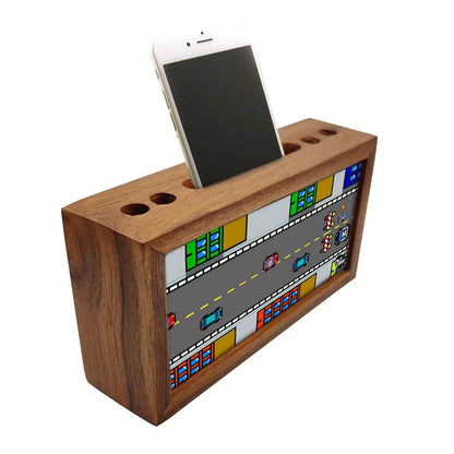 Wooden desk caddy Pen Mobile Stand - Car Game Nutcase