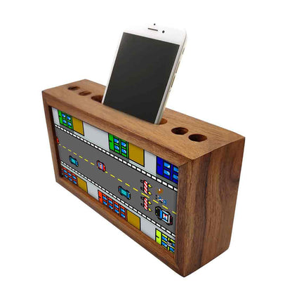 Wooden desk caddy Pen Mobile Stand - Car Game Nutcase