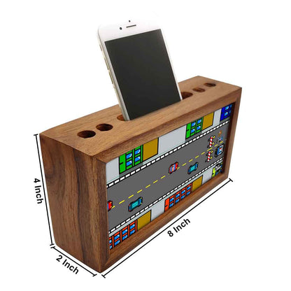 Wooden desk caddy Pen Mobile Stand - Car Game Nutcase