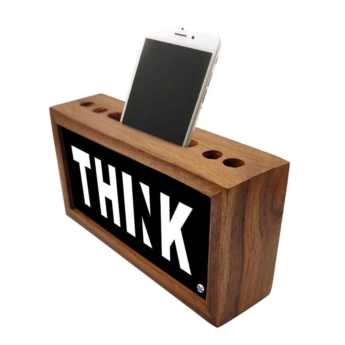 Wooden desk organizer Pen Mobile Stand - Think Nutcase