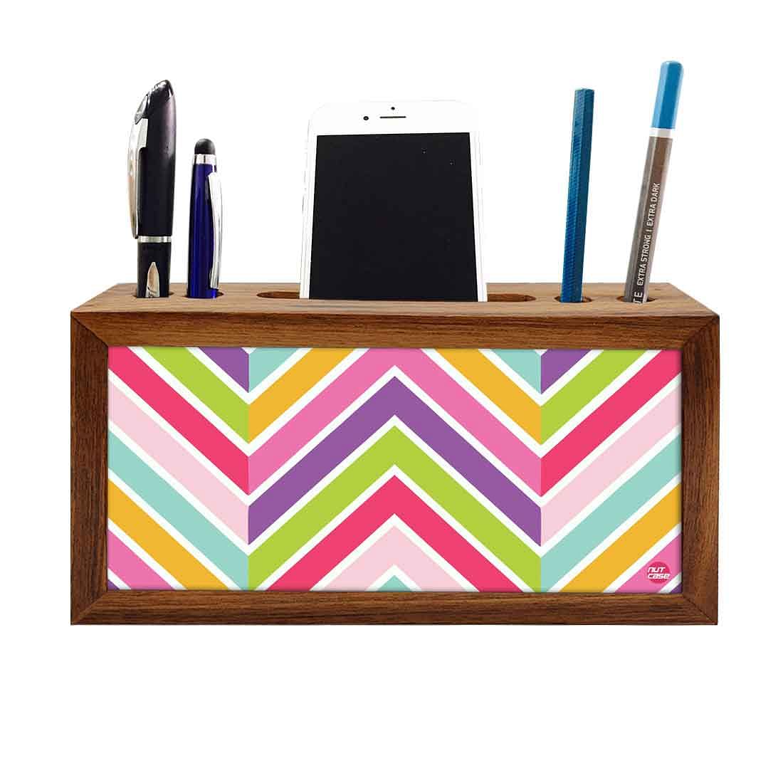 Pen Mobile Stand Holder Desk Organizer - Colorful Lines Nutcase