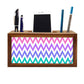 Wooden desk organizer Pen Mobile Stand - Colorful Waves Nutcase