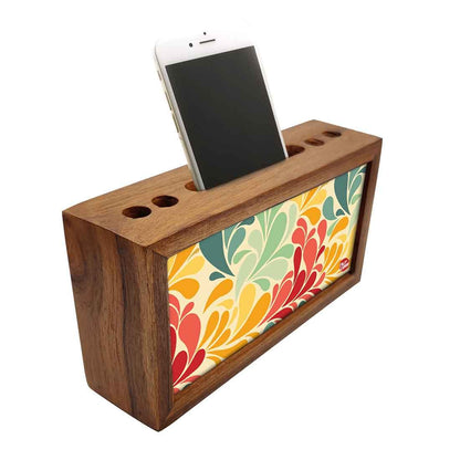 Wooden pen stand desk organizer - Vintage Flower Nutcase