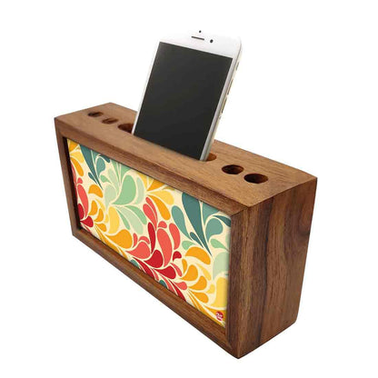 Wooden pen stand desk organizer - Vintage Flower Nutcase