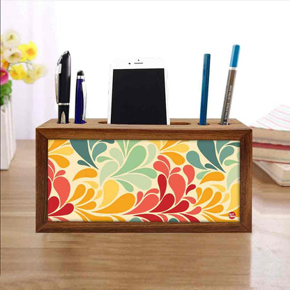 Wooden pen stand desk organizer - Vintage Flower Nutcase