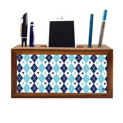 Small Pen Mobile Stand Desk Organizer for Office & Study Table - Blue Plaids Nutcase