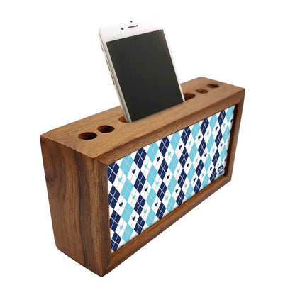 Solid Wood desk organizer - Blue Plaids Nutcase