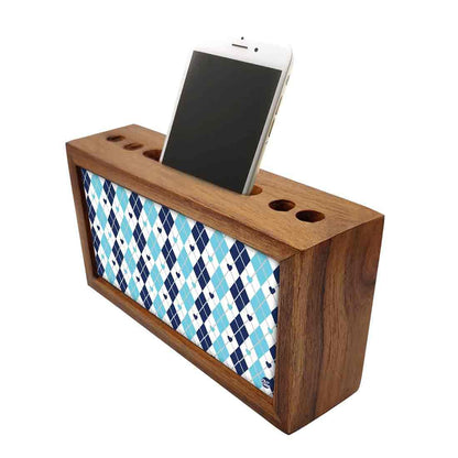 Small Pen Mobile Stand Desk Organizer for Office & Study Table - Blue Plaids Nutcase