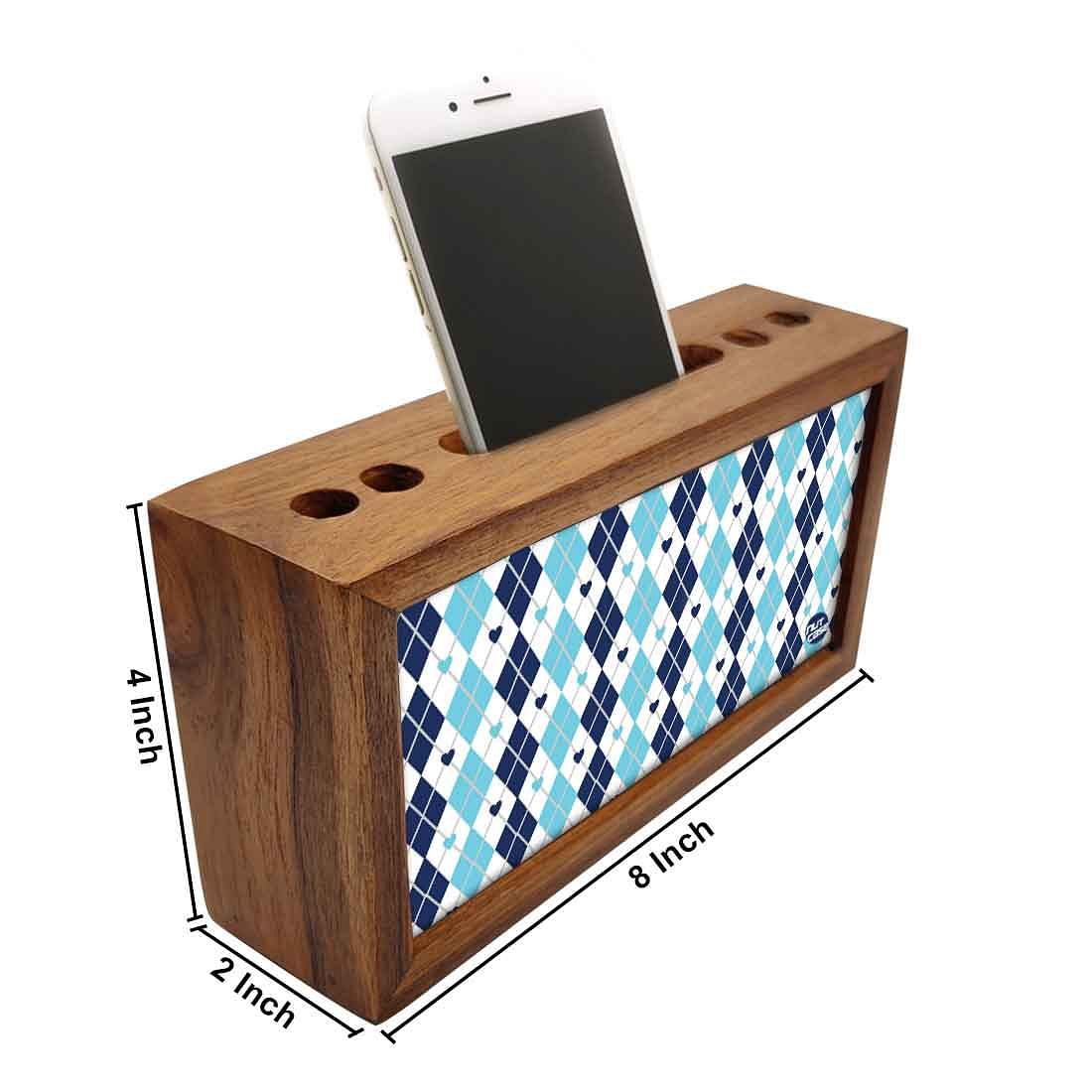 Small Pen Mobile Stand Desk Organizer for Office & Study Table - Blue Plaids Nutcase