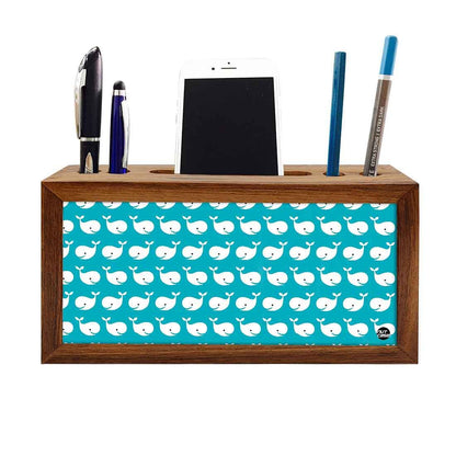 Wooden desktop organiser Pen Mobile Stand - Cute Fish Nutcase