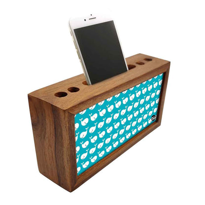 Wooden desktop organiser Pen Mobile Stand - Cute Fish Nutcase