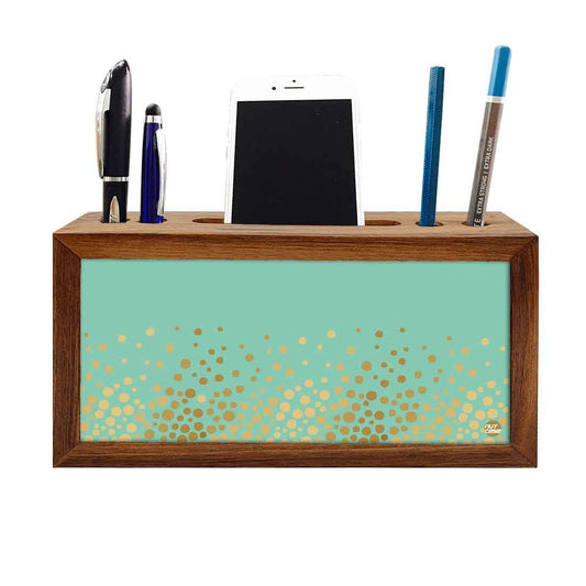 Wood office organizer Pen Mobile Stand - Mint & Gold Nutcase