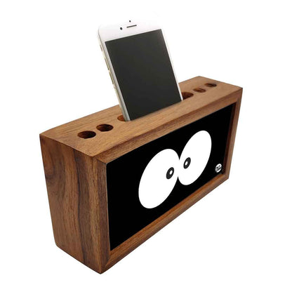 Pen Holder With Phone Stand Wooden Desk Organizer - Squint Nutcase