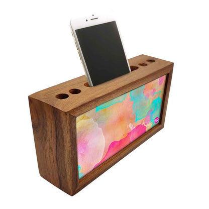 Wooden organizer for desk - Watercolors Paint Yellow Nutcase