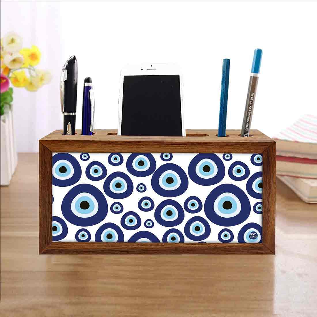 Pen Mobile Stand Holder Desk Organizer for Office - Evil Eye Stones Nutcase